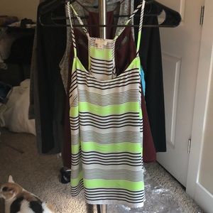 Yellow white and black striped tank